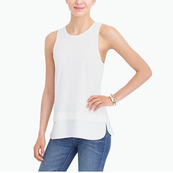 J Crew Drapey Tank Top Silky Hem Ivory Sleeveless Summer Shirt Solid SMALL C8031 - Picture 13 of 13